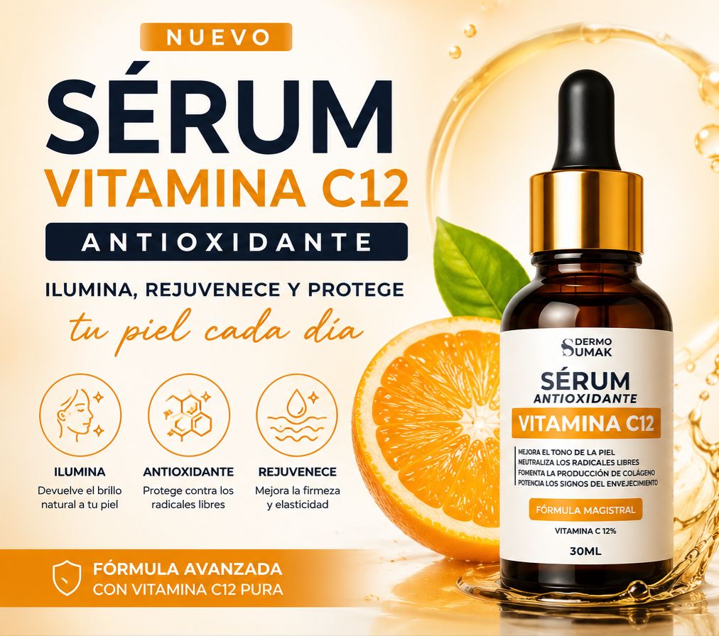 Sérum Vitamina C12 Antioxidante | Reduce Manchas, Arrugas y Devuelve el Brillo Natural de tu Piel.